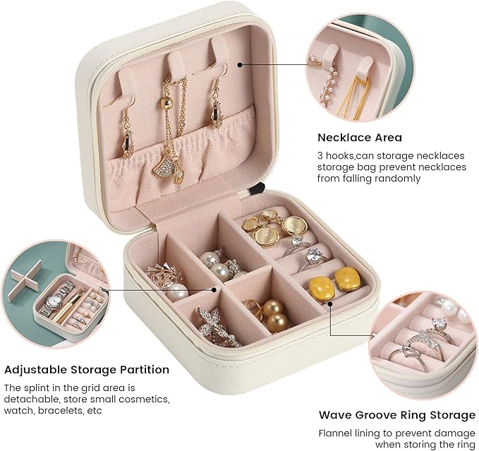 Personalized Jewelry Boxes for Women, Custom Travel Jewelry Case with Name and Birth Flower Month, Portable Jewelry Box Organizer for Mom Birthday Gifts (Customizable)