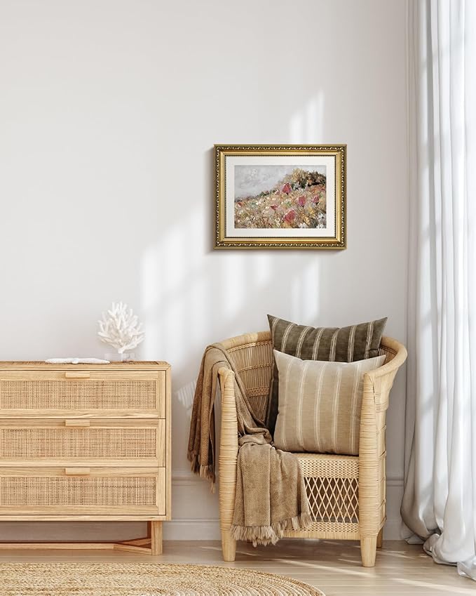 VIYYIEA Gold Framed Wall Art Canvas Print Home Decor Flower Art Vintage Botanical Print Rustic Farmhouse Wall Decor Mid Century Modern Art Coastal Floral Room Decor Wall Pictures Bedroom 11x14in