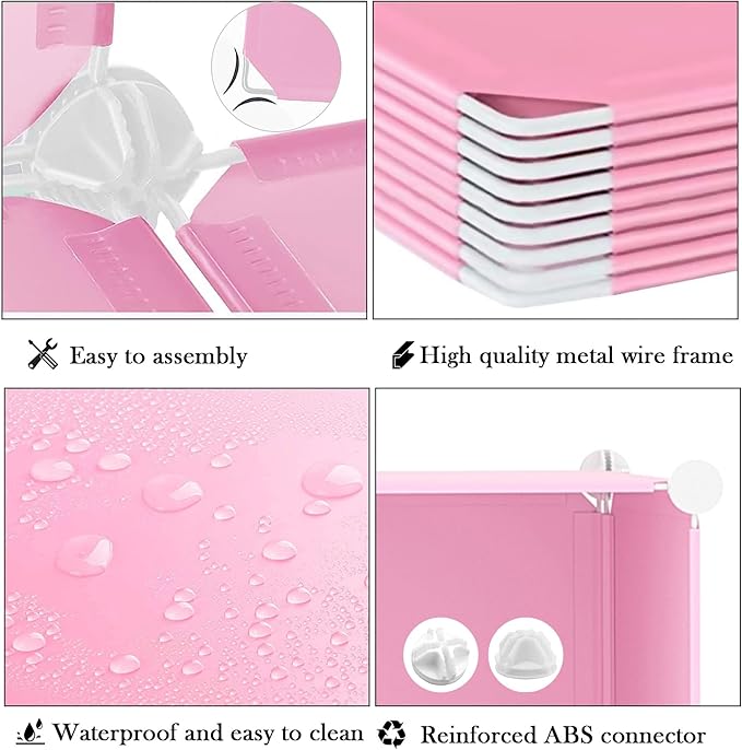 AWTATOS Cube Storage Organizer Protable Closet Organizers and Storage for Kids DIY Stackable 6 Cubes Storage Shelves Clothes Organizer for Bedroom, Home, Pink