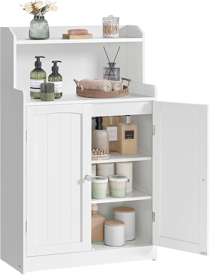 VASAGLE Bathroom Storage Cabinet, Bathroom Floor Cabinet with 2 Doors, 2 Adjustable Shelves, 11.8 x 23.6 x 39.4 Inches, Freestanding, for Dining Room, Kitchen, Living Room, Cloud White UBBC770W01