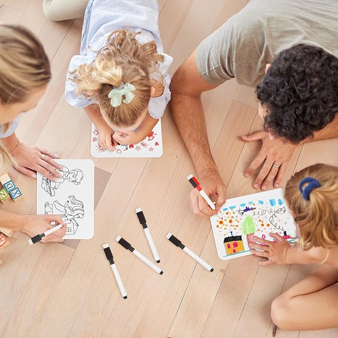 Small White Board 12 Pack Dry Erase Boards 9''x 12'' LapBoards with 12 Erasers & Markers Mini White Board Double Sided Portable Whiteboards for Students Teachers Office School Supplies Lapboards