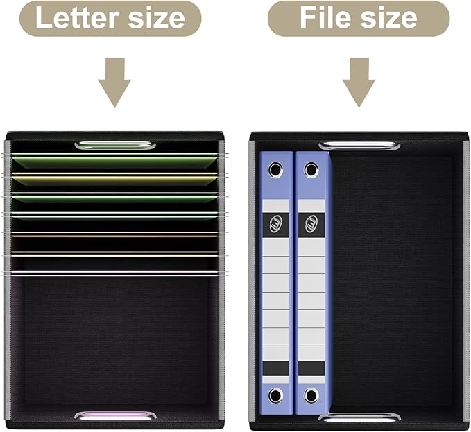 Huolewa Portable Leather File Organizer Boxes with Lids, Office Document Boxes Organizer, Filing Boxes, Decorative Small File Boxes for Hanging Files with Plastic Slide for Office/Decor/Home