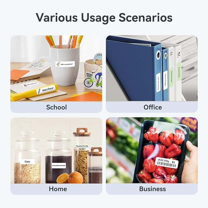 NIIMBOT D110 Upgraded Version Mini Label Maker Machine with Tape, Portable Bluetooth Thermal Printer, Sticker Labeler with Multiple Templates for Office Organization Home Kitchen School, White