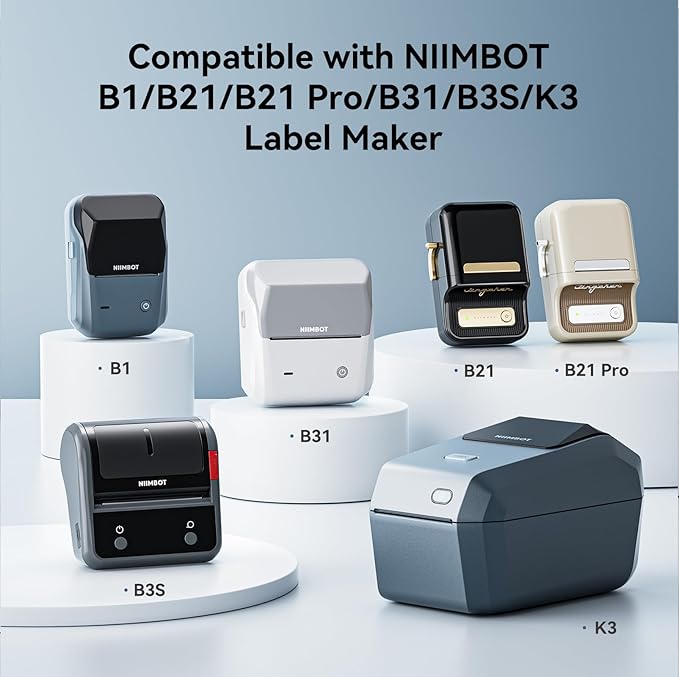 NIIMBOT Labels, 2 Rolls Refill Thermal Label for Label Maker B1/B21/B21Pro/B3S/B31/K3, Waterproof, Oil-Proof and Tear-Proof Sticker Labels, 1.2'' x 0.6''x2 (30x15mmx2) White