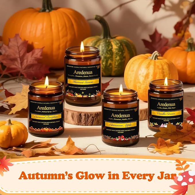 Fall Candles | Vanilla Cream Candle - Autumn Creamy Scented Candle for Home, 7oz Autumn Soy Candles for Home Scented, 50 Hours Burn Time, Fall Gifts for Women Men