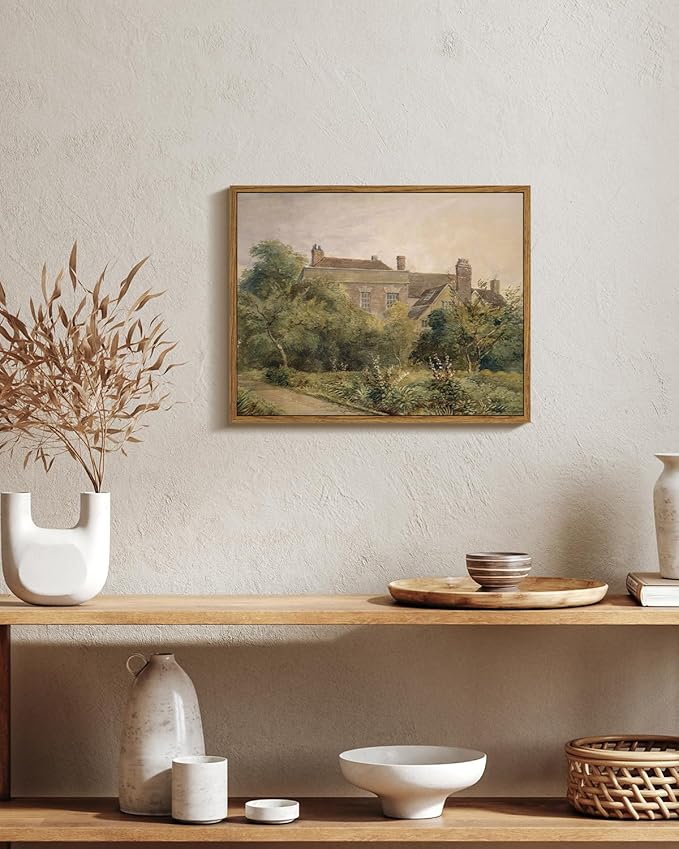 InSimSea Framed Canvas Wall Art Vintage Decor, Home Decor Classical Scenery Watercolor Painting Canvas Prints Wall Decorations for Living Room Home Farmhouse Bathroom Decor, 11"x14"