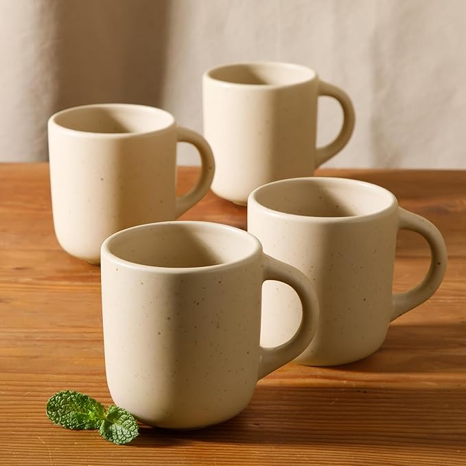 Bloomhouse Corsica Clay 4 Piece Mug Set - Cappuccino Cream