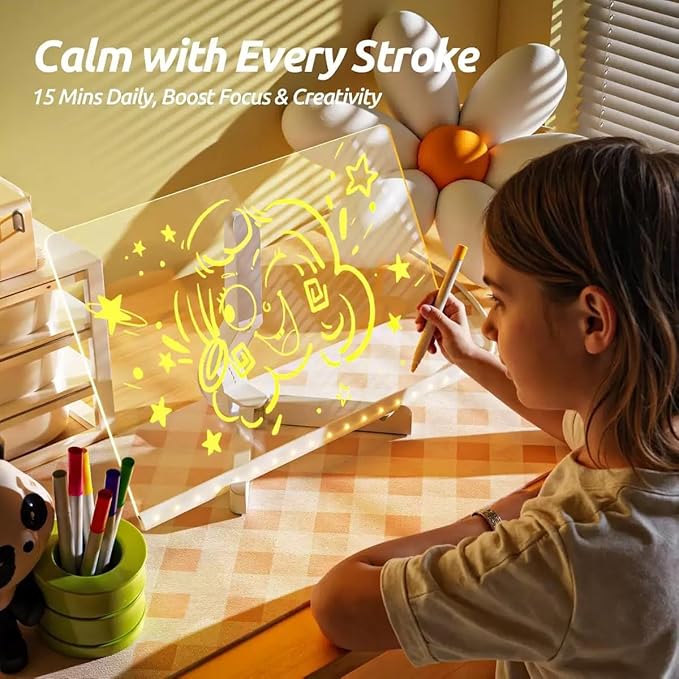 2025 New LED Note Board with Colors - Light Up Acrylic Message Board & Dry Erase Board, Led Drawing Board with Adjustable Stand and 7 Colors Pen for Office, School, Home (11.8× 7.9 inches)