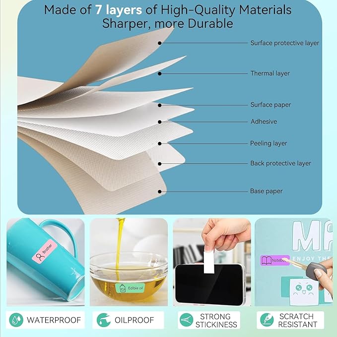 Label Maker Tape Refill 12mm 0.47, Standard Laminated Thermal Label Tape Replacement, 0.47"×1.57"(12×40mm) 1650 Labels/10Rolls/Pack, High Definition Labeling Tape for Home Office School Hotel