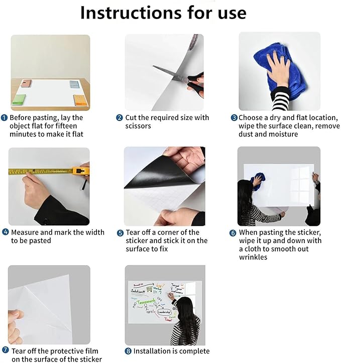 Magnetic Whiteboard Contact Paper, 24" x 39" Stick on Magnetic Dry Erase White Board Sticker on Wall, Easy to Write for Kids Drawing, School, Office, Kitchen Fridge