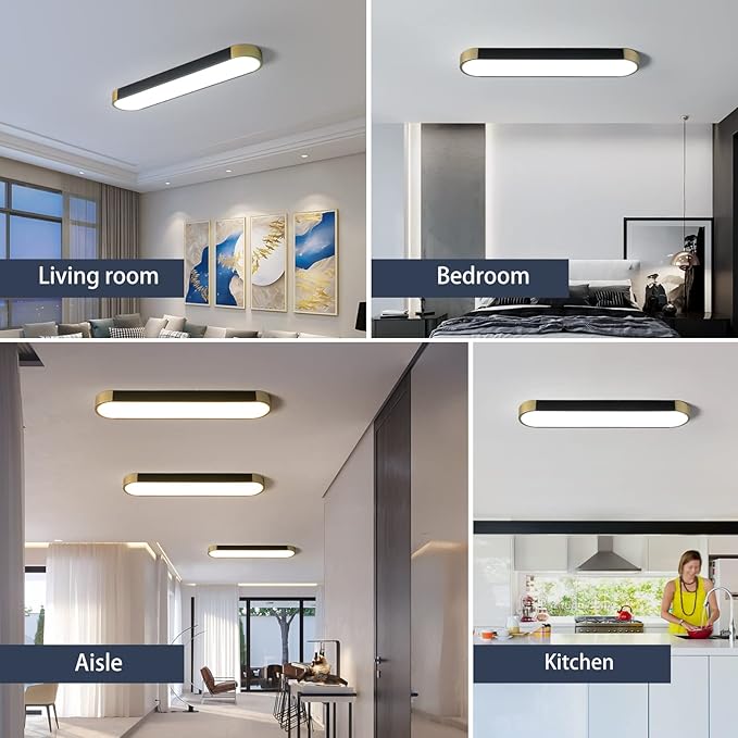 Tioolo Modern Ceiling Light, Acrylic Linear Ceiling Lamp, Dimmable LED Ceiling Light Fixture with Remote Control, Kitchen Dining Living Room Cloakroom Hallway Lighting (36W/27.5in L)