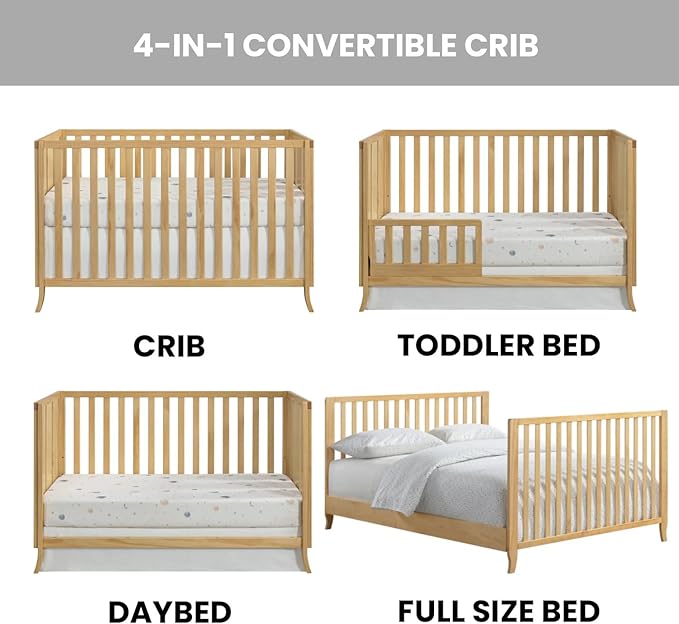 Oxford Baby Arlie 4 in 1 Convertible Island Crib Natural