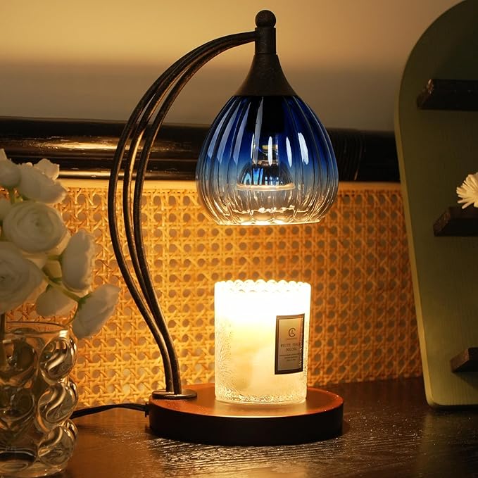 Candle Warmer Lamp with Timer Dimmer - Electric Candle Warmer Light Wax Warmer for Jar Candles - Candle Lamp Warmer Unique Gifts for Women Mom House Warming Gifts New Home Decor Sapphire Gradient