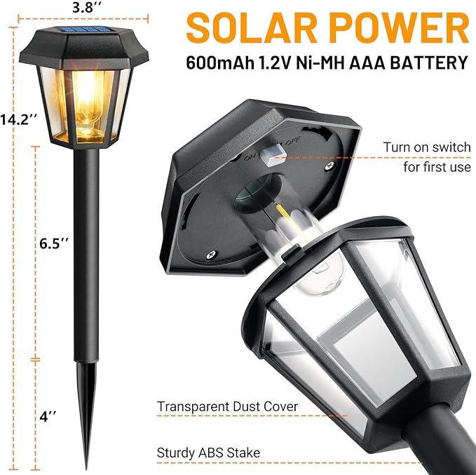 Solar Pathway Lights Outdoor 8 Pack Solar Lights Outdoor Waterproof with 3000K Tungsten Filament Bulb, Decor Driveway Lighting for Yard Garden Landscape Walkway Path Lawn Father's Day (Warm White)