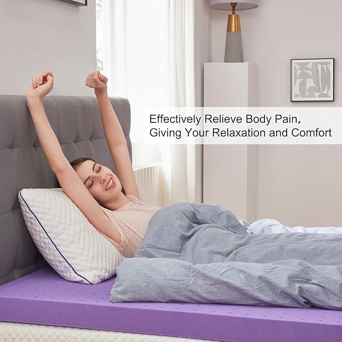 SINWEEK 3 Inch Gel Memory Foam Mattress Topper Ventilated Soft Pressure Relieve Mattress Pad, Breathable Bed Topper, CertiPUR-US Certified, Full Size