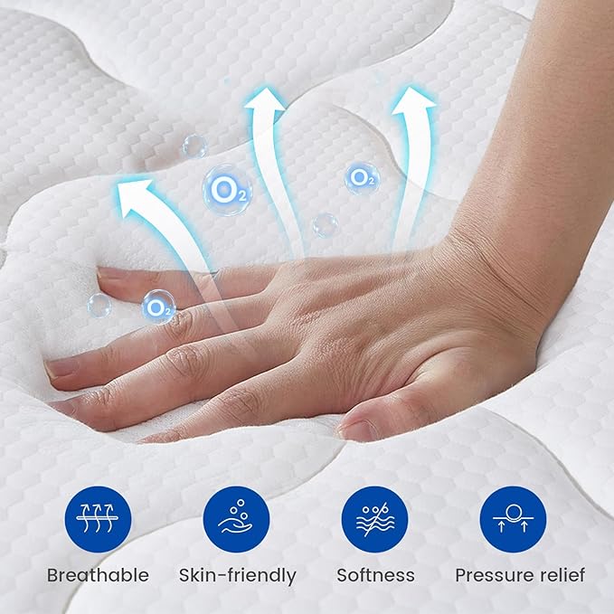 King Size Mattress, 14 Inch Medium Firm Hybrid King Bed Mattress in a Box, with Gel Memory Foam & Zoned Pocket Springs for Pressure Relief, Quiet Sleep, CertiPUR-US