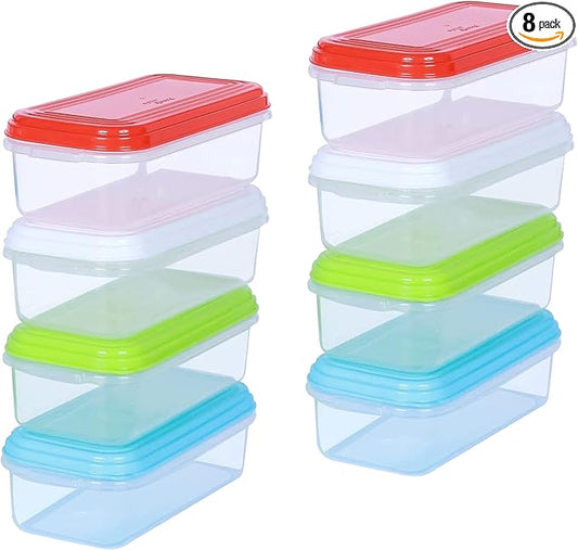 ARSUK Small Food Containers with Lids 8oz/250ml (8 Pack) - Mini Plastic Storage Containers for Snacks, Meal Prep and Lunch - Reusable, Leakproof, Airtight - Microwave and Freezer Safe