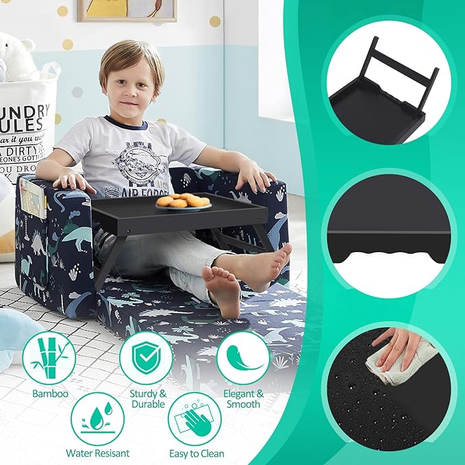 Artmeer Bed Tray Table with Folding Legs,Bamboo Breakfast in Bed for TV Table, Laptop Computer Tray,Eating,Snack Tray(Black) Extra-Large Size