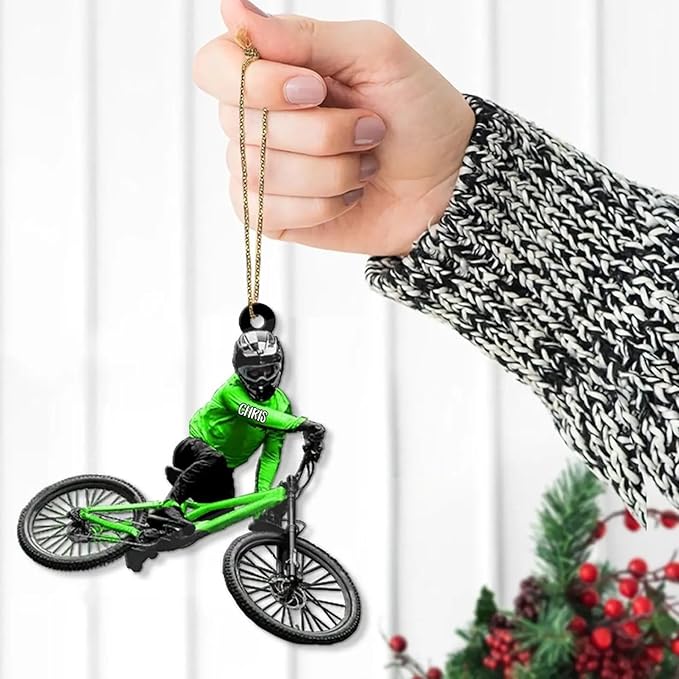 UrbanNEST Personalized Mountain Bike Christmas Ornament, Bicycle Ornaments for Christmas Tree, Mountain Bike Ornament, Bicycle Ornaments, Biker Girl Gifts, Gifts for Cyclist, Xmas Decorations