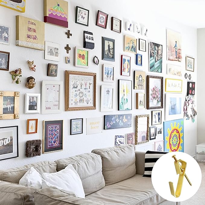 160Pcs Picture Hangers, FUZANWJ Heavy Duty Picture Hanging Kit, Picture Hanging Hooks, Nails for Hanging Picture, Picture Hooks on Wooden Wall / Drywall for Pictures, Canvas, Mirror, Holds 10-100 lbs