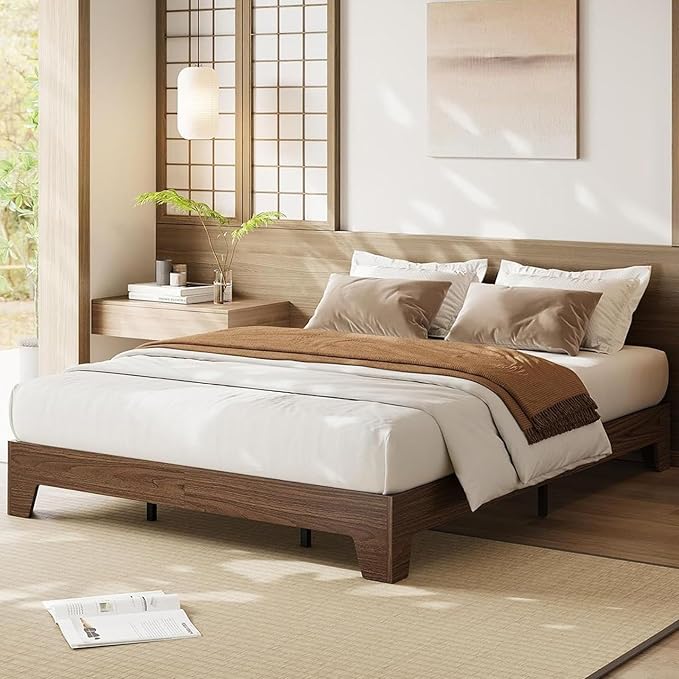 Garvee Wood Platform Bed Frame, California King Bed Frame, Wood Slat Support, No Box Spring Needed, Easy Assembly, Noise-Free Design, Underbed Space for Storage