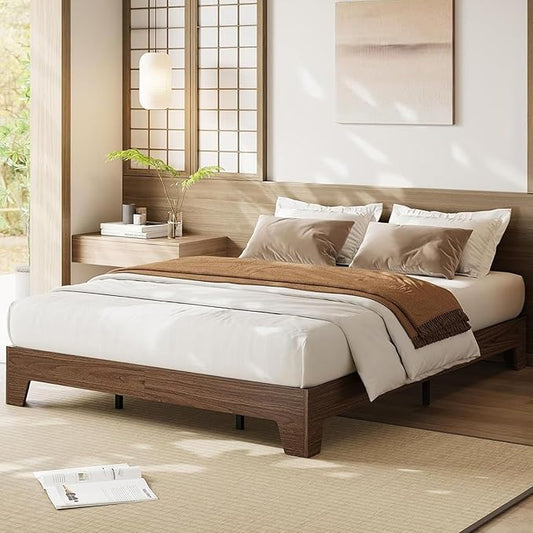 Garvee Wood Platform Bed Frame, Full Size Bed Frame, Wood Slat Support, No Box Spring Needed, Easy Assembly, Noise-Free Design, Underbed Space for Storage