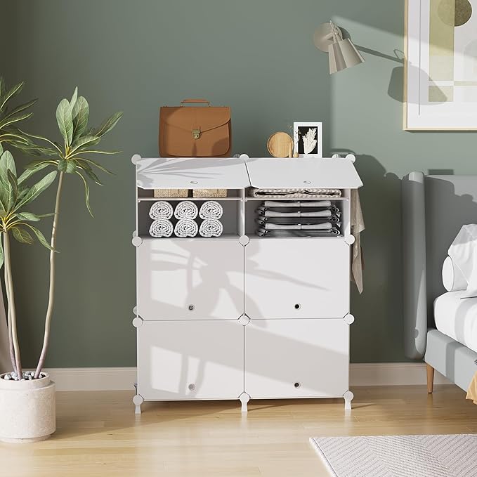 AWTATOS Shoe Rack, 6 Tier Shoe Storage Cabinet with Door, 32 Pair Shoe Organizer Shelves for Closet Hallway Bedroom Entryway, White