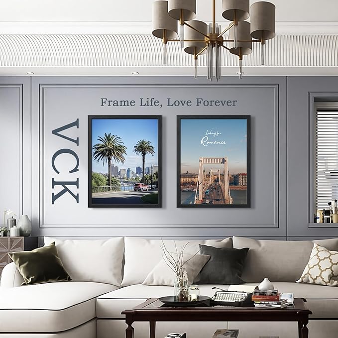 VCK 22x28 Poster Frame Set of 4 - Black, Gallery-Quality Wood Picture Frames, 1.1-Inch Wide Border, Polished Plexiglass, Vertical or Horizontal Wall Display for Photo/Art/Prints, Black