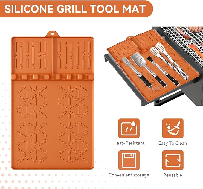 Silicone Griddle Tools Mat for Ninja FlexFlame, Heat Resistant Grill Mat for Outdoor Grill, BBQ Accessories Grill Mats for Ninja Grill