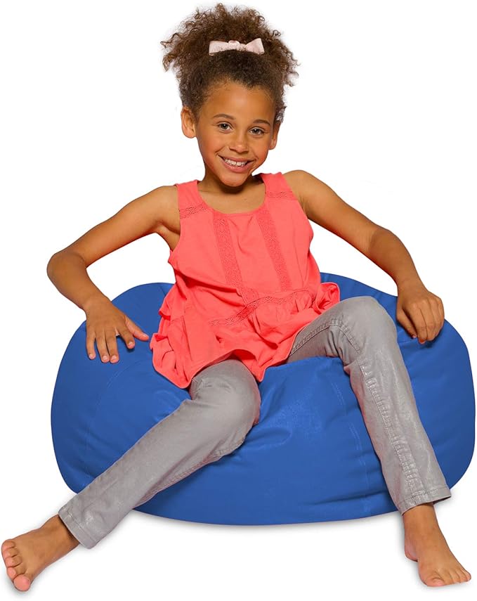 Posh Creations Bean Bag Chair for Kids, Teens, and Adults Includes Removable and Machine Washable Cover, Solid Royal Blue, 27in - Medium