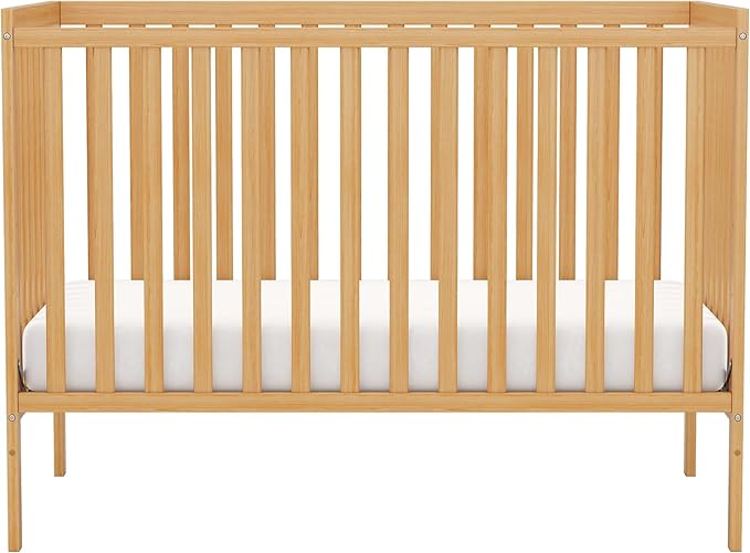 Baby Crib 5-in-1 Convertible, Wooden Nursery Cribs Converts to Toddler Bed, Daybed and Full Size Bed, 3 Adjustable Base, Non-Toxic Finish (Natural)