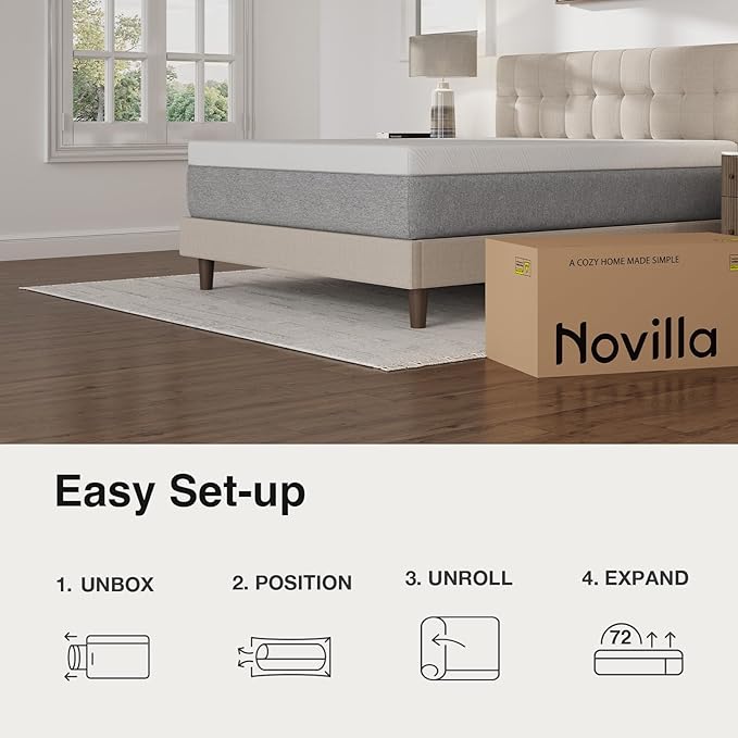Novilla King Size Mattress 10 Inch, Gel King Memory Foam Mattress in a Box with Comfort Foam for Pressure Relief & Body Support & Cool Night Sleep, CertiPUR-US Certified
