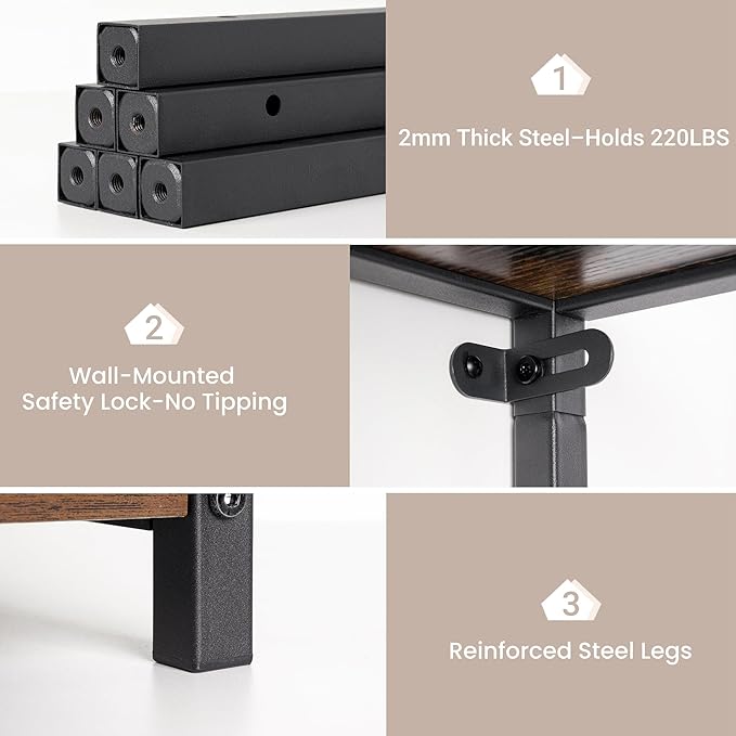 5-Tier Corner Shelf | 70 Inch Tall Bookshelf & Plant Stand, Heavy Duty Storage for Home Office & Living Room - Brown