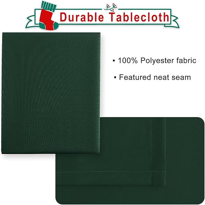 Hiasan Waterproof Tablecloth Rectangle - Washable Fabric Table Cloth for Dining Room Christmas Kitchen Birthday Party and Outdoor Use, Hunter Green, 70 x 90 Inch
