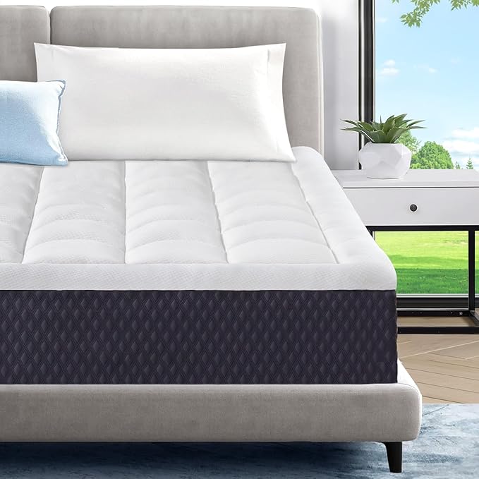 ONENICE 12 Inch Queen Mattress in a Box, Breathable Gel-Memory Foam Plus Pillowtop Mattress for Pressure Relief, CertiPUR-US Certified Bed in a Box, Fiberglass-Free