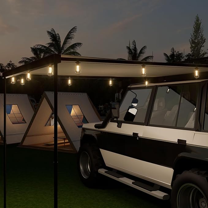 Outdoor String Lights 48 ft, LED Patio Lights with 16（15+1 Spare S14 Shatterproof Bulbs, IP 65 Waterproof, Outside Hanging Light for Cafe Bistro Backyard