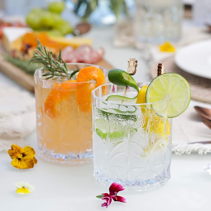 BELLAFORTE Tritan Plastic Whiskey Glasses Set of 4, 13oz Unbreakable Wine Glasses, Shatterproof Crystal Cut Drinking Glasses for Old Fashioned, Cocktails - BPA Free - Dishwasher Safe - Clear