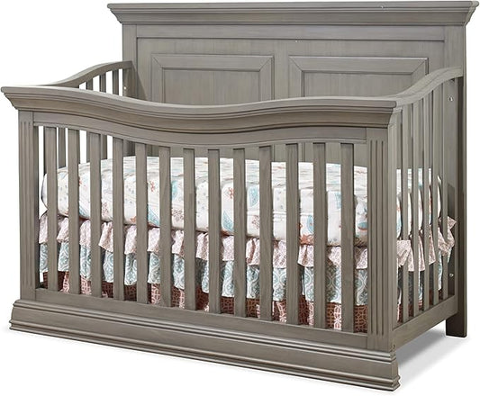 Sorelle Furniture Paxton Crib, Classic 4-In-1 Convertible Crib, Made of Wood, Non-Toxic Finish, Wooden Baby Bed, Toddler Bed, Child’s Daybed and Full-Size Bed, Nursery Furniture - Heritage Grey