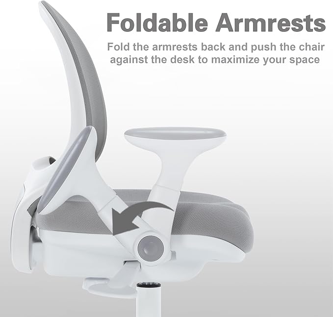 Kids Desk Chair, Boy's Girl's Child Children Study Office Computer Chair, Ergonomic Design, Adjustable Height and Seat Depth (Grey) (Grey W/Armrests and Footrest)