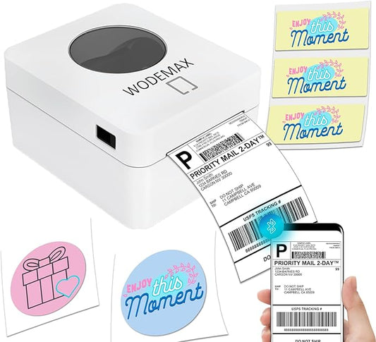 Thermal Shipping Label Printer 4x6 Label Print,Bluetooth Thermal Label Printer, White for Shipping Package, Compatible with iPhone, Android, Amazon, Shopify, UPSP