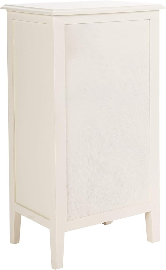 Safavieh Home Collection Everly Drawer , Vintage White 1-Drawer 2 Removable Baskets Side Table