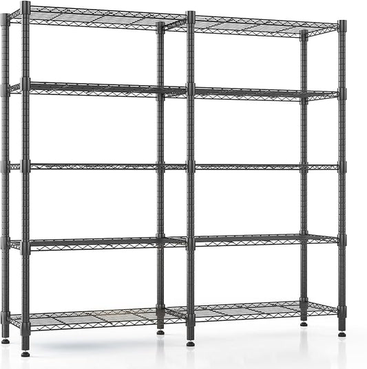 Homdox 5 Tier Storage Shelves Wire Shelving Unit Metal Shelves for Storage Heavy Duty Garage Shelf Pantry Shelves Kitchen Shelving, 14"x60"x72", Black