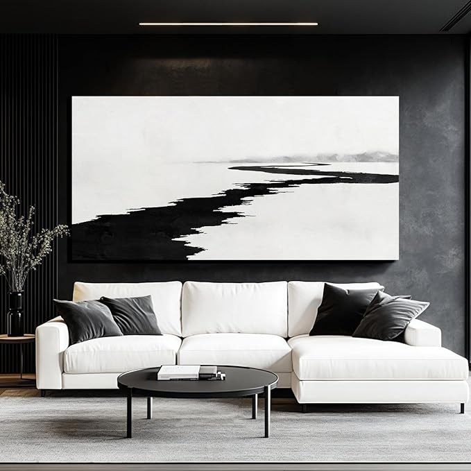 Simple Decorative Pictures Modern Home Decor 58x29 Abstract Wall Art for Living Room Kitchen Artwork Black Photo Prints