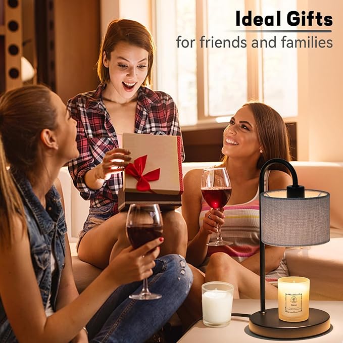 Candle Warmer Lamp with Timer, Dimmable Candle Wax Warmer Electric Candle Lamp for Scented Candles with 2 Bulbs, House Warming Gifts Brithday Gifts for Women Bedroom Home Decor - Gray