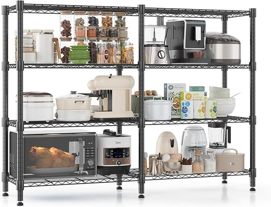 Homdox Heavy Duty Storage Shelves, 4 Tier Wire Shelving Unit, Adjustable Metal Shelves for Storage, Garage Rack Pantry Shelves Kitchen Shelving, 14"x60"x60", Black