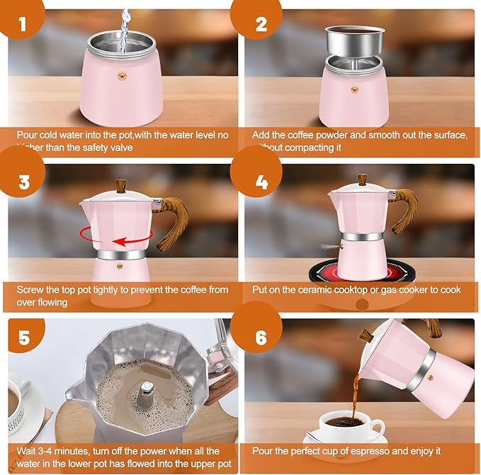 3 Cup Aluminum Espresso Stovetop Moka Pot Express Coffee Maker Percolator Italian Classic Mocha Coffee Machine for Italian and Cuban Cafe Brewing for Home & Camping 150ml 5oz