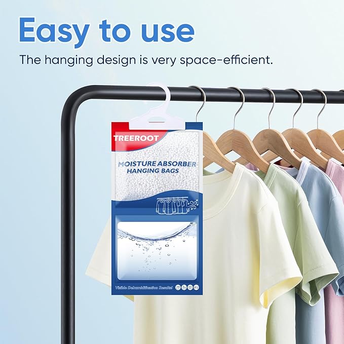 15 Pack Moisture Absorbers for Closet, 9.8OZ Hanging Closet Dehumidifier Bags, Hanging Humidity Absorber in Wardrobes, Kitchens and Bathrooms, Fragrance Free Portable Moisture bags