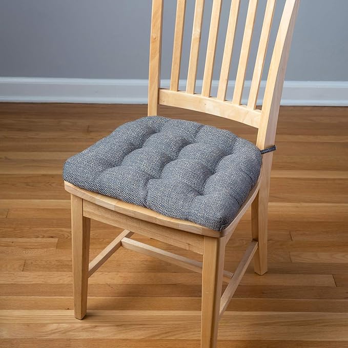 Barnett Home Decor Brisbane Colonial Blue Chair Pads with Ties - 15 x 17 Size Small Chair Pad - Latex Foam Fill, Reversible - Made in USA (Federal Blue/Small)