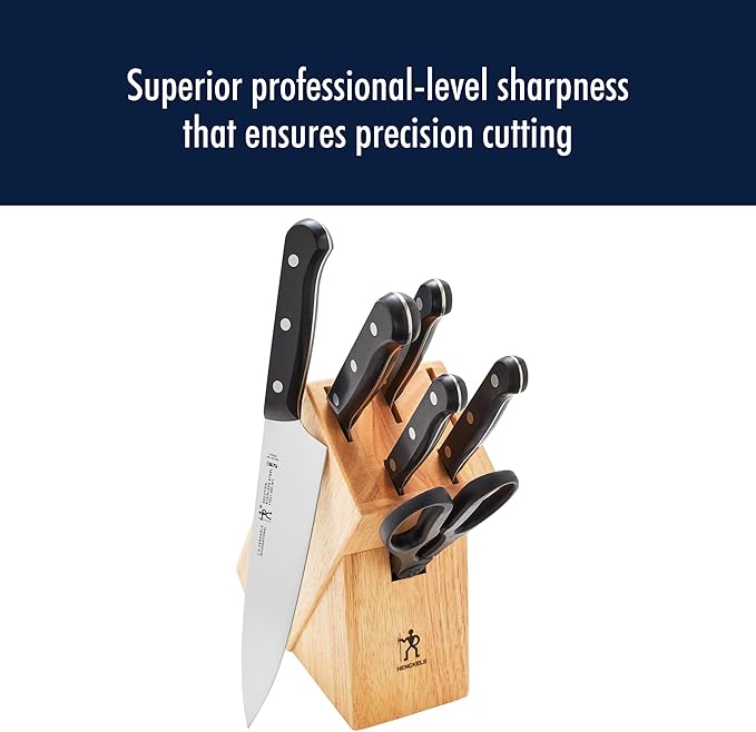 HENCKELS Solution Razor-Sharp 7-pc Knife Set, Chef Knife, Bread Knife,German Engineered Informed by 100+ Years of Mastery, Brown