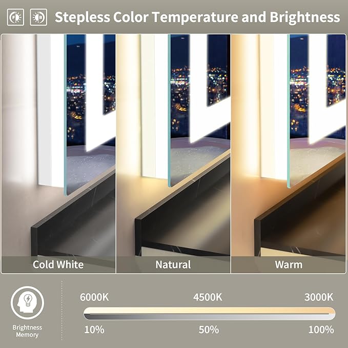 LED Mirror for Bathroom, 84x32 Inch Backlit + Front Lighted Bathroom Vanity Mirror with Lights, Double Light Strips, 3 Colors, Shatter-Proof, Anti-Fog and Brightness Memory